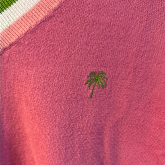 Vintage Lilly Pulitzer Pink V-Neck Sweater with Green Trim - Picture 3 of 7
